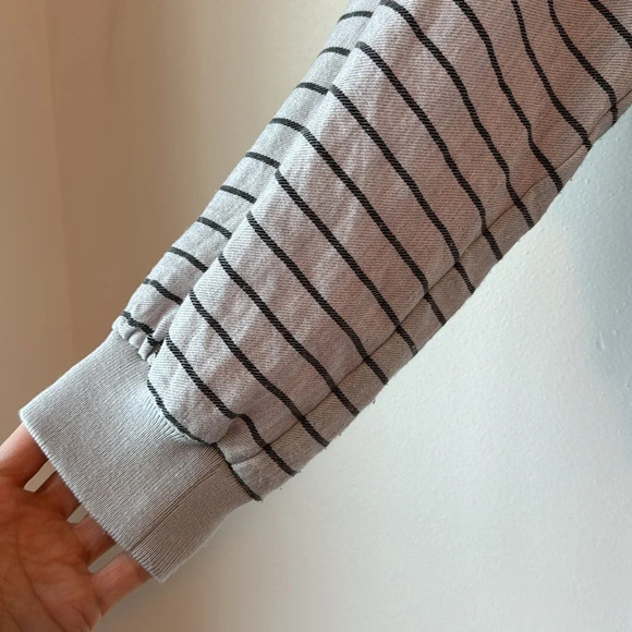 Patrizia Luca Milano Bomber Jacket Zip Up Grey Striped Long Sleeve Size S - Picture 3 of 12